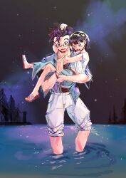Rule 34 | 1boy, 1girl, black hair, blush, couple, dragon ball, dragon ball super, dragon ball super super hero, glasses, happy, highres, husband and wife, smile, son gohan, videl