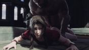 1boy 1girl 3d aerith_gainsborough animated ass barret_wallace bottomless breasts butt_crack church clothed_female_nude_male dark-skinned_male dark_skin final_fantasy final_fantasy_vii final_fantasy_vii_remake gun_arm happy_trail hetero highres interracial long_hair nude penis prone_position sex small_breasts uncensored video wanksy