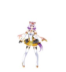 Rule 34 | 1girl, animal ears, azarin (kouyoku senki exs-tia), bare shoulders, black gloves, boots, breasts, cleavage, covered navel, detached sleeves, elbow gloves, exs-tia magica, full body, game cg, gloves, hair intakes, headgear, high heels, highres, inoino, kouyoku senki exs-tia, large breasts, large variant set, layered skirt, long hair, looking at viewer, non-web source, official art, pleated skirt, purple hair, scarf, skirt, smile, solo, standing, tachi-e, thigh boots, thighhighs, transparent background, variant set, white thighhighs, yellow eyes, yellow skirt, yellow trim, zettai ryouiki