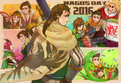 alcohol ascot bottle bouquet brown_hair cape carnivine date_masamune eyepatch fish flower gen_3_pokemon gen_4_pokemon grovyle gun helmet hosokawa_gracia maeda_keiji patterned_clothing pokemon pokemon_conquest ponytail red_hair rifle saika_magoichi sake sake_bottle sengoku_musou toyotomi_hideyoshi weapon yukimoto