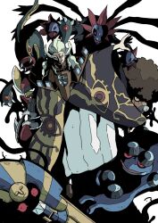 Rule 34 | 1boy, asymmetrical eyewear, bisharp, bouffalant, cofagrigus, debudebumetabo, eelektross, evil grin, evil smile, gen 5 pokemon, ghetsis (pokemon), green hair, grin, highres, hydreigon, jacket, long hair, male focus, nintendo, open mouth, parted lips, pokemon, pokemon (creature), pokemon bw, red eyes, seismitoad, shirt, smile, team plasma, team plasma uniform, teeth