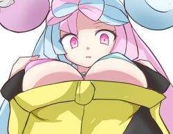Rule 34 | 1girl, breasts, highres, iono (pokemon), large breasts, nintendo, pokemon, pokemon sv, retori tori, solo, white background