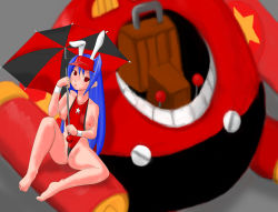 animal_ears aq_interactive arcana_heart atlus blush breasts cameltoe catherine_kyoubashi catherine_kyoubashi_(cosplay) cosplay examu large_breasts nipples poorly_drawn swimsuit tsuzura_saki