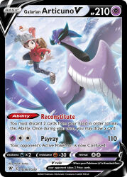 Rule 34 | 1boy, artist name, backpack, bag, beanie, black pants, brown bag, brown hair, brown shoes, card (medium), character name, company name, copyright name, copyright notice, english text, galarian articuno, galarian form, gen 8 pokemon, grey hat, hat, holding, holding poke ball, legendary pokemon, long sleeves, nintendo, official art, open mouth, outdoors, pants, poke ball, poke ball (basic), pokemon, pokemon (creature), pokemon card, pokemon swsh, pokemon tcg, red shirt, saitou kouki, shirt, shoes, short hair, snow, snowing, third-party source, trading card, victor (pokemon)
