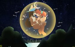 absurdres age_difference anal blush collar encasement erection eye_contact forest grabbing_another&#039;s_ass green_eyes groping happy_sex highres in_bubble looking_at_another male_focus midair nature neversoft night night_sky rj_oakes sex_slave shippou_(inuyasha) shota sitting sitting_on_lap sitting_on_person sky smile sound_effects submission tagme yaoi