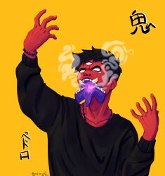bad_tag commission demon demon_boy demon_horns godzilla highres horns non-web_source render yokai