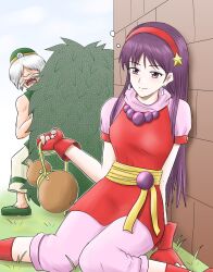 asamiya_athena chin_gentsai drunk hair_ornament idol psycho_soldier purple_eyes purple_hair snk star_(symbol) star_hair_ornament the_king_of_fighters the_king_of_fighters_&#039;95