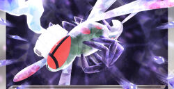 animal_focus bug commentary_request ewokakukaede gen_4_pokemon highres insect_wings nintendo no_humans pokemon pokemon_(creature) pokemon_focus red_eyes solo sparkle terastallization wings yanmega