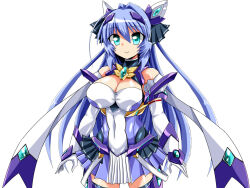 1girl aqua_eyes bare_shoulders blue_eyes blue_hair blue_thighhighs breasts cleavage covered_navel cowboy_shot elbow_gloves exs-tia exs-tia_(kouyoku_senki_exs-tia_3) gem gloves hair_between_eyes hair_intakes hair_ornament headgear katsuragi_marina kouyoku_senki_exs-tia large_breasts long_hair looking_at_viewer magical_girl pleated_skirt skirt smile solo standing thighhighs transparent_background very_long_hair white_gloves zesuto zettai_ryouiki