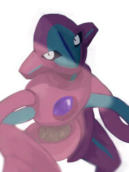 1other black_sclera blue_skin blurry butter_(oshi8kyoumoh) chest_jewel colored_sclera colored_skin deoxys deoxys_(normal) deoxys_copy depth_of_field gem gen_3_pokemon highres light looking_at_viewer multicolored_skin mythical_pokemon nintendo no_mouth other_focus pokemon pokemon:_destiny_deoxys pokemon_(anime) pokemon_(creature) pokemon_rse_(anime) purple_gemstone purple_skin simple_background solo standing tentacles two-tone_skin white_background white_eyes