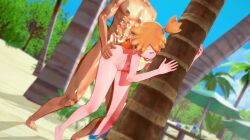 1boy 1girl 3d abs against_tree animated armpits ass ass_grab asymmetrical_hair bare_shoulders blush bouncing_breasts breasts completely_nude creatures_(company) game_freak gen_1_pokemon groping gym_leader hair_tie half-closed_eyes hetero hunkymonkey legs medium_breasts misty_(pokemon) muscular navel nintendo nipples nude orange_hair outdoors palm_tree pokemon pokemon_(anime) pokemon_(classic_anime) ponytail sex shirt short_hair short_ponytail side_ponytail solo_focus standing standing_sex tagme tank_top thighs tree vaginal video wide_hips yellow_shirt