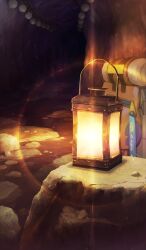 Rule 34 | backpack, bag, brown theme, candlelight, commentary request, fate/grand order, fate (series), glowing, lantern, no humans, object focus, official art, sakumamitsuro, still life, third-party source, tunnel, underground, unworn backpack, unworn bag