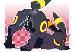 1girl animal_sexualization bar_censor black_fur censored commentary_request cum cum_in_pussy cumdrip furry furry_female gen_2_pokemon highres lolobox nintendo pokemon pokemon_(creature) pussy red_eyes solo umbreon