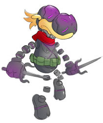 1boy cyborg disembodied_hand dual_wielding fusion greenmarine hexafusion holding magnet metal_gear_(series) metal_gear_rising:_revengeance monsoon_(metal_gear_rising) power_connection rayman rayman_(series) rayman_limbs red_scarf sai_(weapon) scarf trait_connection weapon