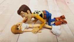 1boy 1girl absurdres action_figure all_fours animal_print belt blurry boots breasts brown_hair cow_print cowboy cowboy_boots cowboy_western creepy depth_of_field figure highres long_hair lying medium_breasts on_back on_floor panties pervert photo_(medium) pink_panties pointy_nose revoltech sheriff_woody shirt skirt skirt_around_one_leg spurs tagme tank_top toy toy_story underwear western white_shirt white_skirt wooden_floor