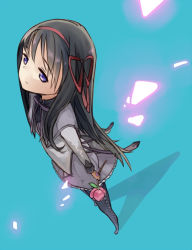 Rule 34 | 10s, akemi homura, akemi homura (magical girl), black hair, bow, hair bow, mahou shoujo madoka magica, mahou shoujo madoka magica (anime), nemeko, pantyhose, purple eyes, skirt, solo