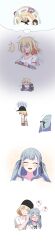 &gt;_&lt; 5girls ? absurdres anger_vein angry ave_mujica_(bang_dream!) bag bang_dream! bang_dream!_it&#039;s_mygo!!!!! beret black_hair black_hat black_ribbon blonde_hair blue_hair blush brown_bag character_doll corset doloris_(bang_dream!) dreaming green_hair grey_skirt hair_ribbon hat highres long_hair long_image medium_hair misumi_uika multiple_girls oblivionis_(bang_dream!) puff_of_air purple_eyes purple_hair red_hat ribbon shirt short_hair shoulder_bag skirt smile spoken_question_mark tall_image tearing_up togawa_sakiko tongue tongue_out wakaba_mutsumi waking_up white_shirt yahata_umiri yellow_eyes yuutenji_nyamu yzj21333