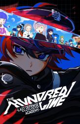 Rule 34 | 6+boys, 6+girls, :3, absurdres, ahoge, aly (busydizzynlazy), amemiya darumi, aotsuki eito, aqua eyes, armband, black background, black bow, black choker, black gloves, black hair, black hairband, black hat, black jacket, black ribbon, blue eyes, blue hair, blue hat, blue jacket, blue sky, blush stickers, boots, bow, bowtie, braid, brown eyes, brown hair, cape, choker, closed eyes, closed mouth, commentary, copyright name, dark-skinned male, dark skin, derivative work, earrings, english commentary, everyone, ginzaki shouma, glasses, gloves, green boots, green hat, grey hair, grid background, grin, hair between eyes, hair bow, hair ornament, hair ribbon, hairband, hairclip, hand on own chest, hat, highres, jacket, japanese clothes, jewelry, kawana tsubasa, kimono, kirifuji nozomi, last defense academy school uniform, long hair, long sleeves, magadori kyoshika, maruko gaku, mask, mojiro moko, mole, mole under mouth, multicolored hair, multiple boys, multiple girls, no sclera, omokage yugamu, oosuzuki kurara, open clothes, open jacket, open mouth, pink eyes, pink hair, pink pupils, ponytail, print eyepatch, purple hair, rectangular eyewear, red cape, red eyes, red hair, red shirt, ribbon, school uniform, semi-rimless eyewear, shion (hundred line), shirt, shizuhara hiruko, short hair, short sleeves, side braid, sky, smile, streaked hair, sumino takumi, the hundred line -last defense academy-, tsukumo ima, tsukumo kako, twin braids, twintails, two-tone hair, u u, variant set, video game cover redraw, white armband, white bow, white bowtie, white hair, white hairband, white jacket, white kimono, white shirt, x hair ornament, yakushiji takemaru, yellow shirt