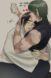 Rule 34 | 1boy, 1girl, assertive female, black hair, green hair, highres, jujutsu kaisen, okkotsu yuuta, short hair, zen&#039;in maki