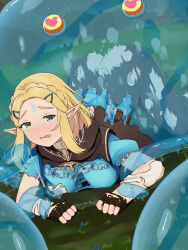 1girl ass blonde_hair blush chuchu_(zelda) crying crying_with_eyes_open defeat dissolving_clothes fingerless_gloves gloves helpless interspecies monster nintendo outdoors pointy_ears princess princess_zelda rape sex slime_(creature) tears the_legend_of_zelda the_legend_of_zelda:_tears_of_the_kingdom whitesno_w whitesnow