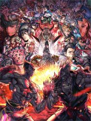 6+boys 6+girls absurdres alisa_boskonovich anna_williams armor_king black_hair blonde_hair blue_eyes bob_(tekken) breasts brown_hair bryan_fury clash claudio_serafino cleavage craig_marduk dark-skinned_male dark_skin detached_arm dougi eddy_gordo eliza_(tekken) emilie_de_rochefort everyone fahkumram feng_wei fighting_stance ganryu_(tekken) gigas_(tekken) green_eyes hair_between_eyes hand_on_own_chin highres hwoarang_(tekken) jack-7 japanese_clothes josie_rizal julia_chang katarina_alves kazama_asuka kazama_jin king_(tekken) kuma_(tekken) kunimitsu_ii large_breasts lars_alexandersson lee_chaolan lei_wulong leo_kliesen leroy_smith lidia_sobieska ling_xiaoyu lucky_chloe marshall_law mask master_raven mechanical_arms miguel_caballero_rojo mishima_heihachi mishima_kazumi_(tekken) mishima_kazuya multiple_boys multiple_girls muscular muscular_male nina_williams nipples panda_(tekken) panzer_(pnzrk) paul_phoenix pink_hair sergei_dragunov shaheen single_mechanical_arm smile steve_fox tekken tekken_7 topless_male yoshimitsu_(namco) zafina