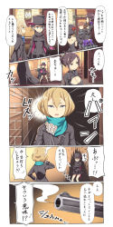 Rule 34 | 6+girls, ange (princess principal), baakurou, beatrice (princess principal), black hair, blonde hair, blue eyes, braid, brown hair, bullet hole, cleavage cutout, clothing cutout, comic, dorothy (princess principal), emphasis lines, faceless, firing, flower, french braid, gun, hair bun, hair flower, hair ornament, handgun, hat, highres, multiple girls, princess (princess principal), princess principal, revolver, scarf, silver hair, single hair bun, smoke, top hat, toudou chise, translated, weapon, zelda (princess principal)