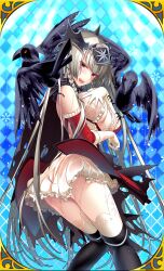 bird breasts crow giuniu grey_hair large_breasts long_hair morigan_raven red_eyes uchi_no_hime-sama_ga_ichiban_kawaii