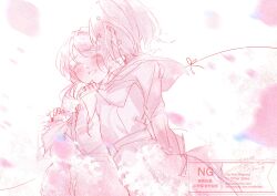 2girls :d blush bob_cut cardigan cowboy_shot dated dollchestra dress hair_ornament hashtag-only_commentary hasu_no_sora_school_uniform highres holding holding_paper hug inverted_bob kuzia_(atarayo) link!_like!_love_live! long_hair long_sleeves love_live! low_twintails monochrome multiple_girls murano_sayaka neckerchief open_cardigan open_clothes open_mouth paper pink_theme sailor_collar sailor_dress school_uniform short_hair signature simple_background smile star_(symbol) star_hair_ornament string twintails twitter_username virtual_youtuber watermark white_background winter_uniform yugiri_tsuzuri