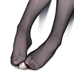 1girl absurdres ball black_pantyhose feet foot_focus highres no_shoes original out_of_frame pantyhose shadow shenmi_de_xigua simple_background soles toes white_background
