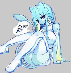 1girl absurdres alternate_color animal_ears bare_shoulders blonde_hair blue_eyes blue_hair breasts cat_ears cat_girl cat_tail cleavage cleavage_cutout clothing_cutout creatures_(company) furry furry_female game_freak gen_1_pokemon heart_cutout highres large_breasts legendary_pokemon long_hair looking_at_viewer mew_(pokemon) multicolored_hair mythical_pokemon nintendo pokemon pokemon_(creature) shiny_pokemon solo tail thick_thighs thighhighs thighs togetoge zettai_ryouiki