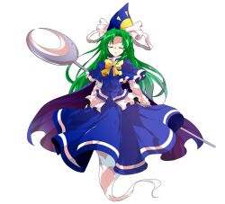 1girl alphes_(style) blue_capelet blue_hat blue_skirt blue_vest bow breasts cape capelet closed_eyes commentary_request crying dairi frilled_shirt frills full_body ghost_tail green_hair hat highres large_variant_set long_hair long_skirt long_sleeves mima_(touhou) neck_ribbon open_mouth parody ribbon shirt skirt solo staff style_parody tachi-e tears touhou touhou_(pc-98) transparent_background variant_set very_long_hair vest white_shirt white_sleeves wizard_hat yellow_bow yellow_ribbon