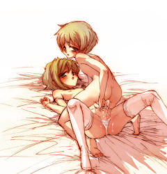 blonde_hair blush boku_no_pico erection penis pico selfcest shota thighhighs yaoi