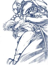 1boy 1girl anus aruni bent_over censored chrono_(series) chrono_cross from_behind hetero kid_(chrono_cross) lynx monochrome mosaic_censoring multi-tied_hair penis ponytail pussy pussy_juice rape sex sweat vaginal