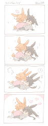 Rule 34 | !, 004s 4, 2boys, 4koma, animal ears, blush, chibi, comic, couple, genshin impact, heart, hug, image sample, kiss, multiple boys, pillow, pixiv, pixiv sample, rabbit ears, rabbit tail, tartaglia (genshin impact), white background, yaoi, zhongli (genshin impact)