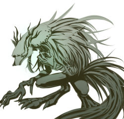 bloodborne claws horns monochrome murai_shinobu no_humans sharp_teeth teeth veil_over_eyes vicar_amelia wold wolf