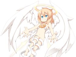 1girl angel angel_wings blonde_hair blue_eyes breasts closed_mouth feathered_wings frfr game_cg halo hexagram large_breasts lucifina_(mon-musu_quest!) mon-musu_quest! mon-musu_quest:_paradox naked_ribbon navel nose outstretched_arms ribbon smug star_of_david thighs variant_set white_ribbon white_wings wings yellow_halo