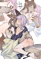 2girls bang_dream! bang_dream!_it&#039;s_mygo!!!!! blue_kimono blush chihaya_anon chinese_commentary chinese_text commentary_request cum fang fox_girl furry furry_female furry_with_furry futa_with_female futanari highres japanese_clothes kimono lanserongjie multiple_girls nagasaki_soyo pink_hair sex skin_fang straddling thighhighs translation_request