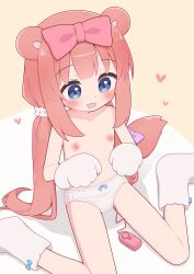 1girl absurdres animal_ears animal_hands blue_eyes blush boots bow bow_panties chromu commission flat_chest gloves hair_bow highres indie_virtual_youtuber large_variant_set loli low_twintails nipples open_mouth panties paw_gloves pink_bow raccoon_ears raccoon_girl raccoon_tail remote_control_vibrator second-party_source sex_toy sitting skeb_commission solo tail topless_female twintails underwear underwear_only variant_set vibrator vibrator_cord vibrator_under_clothes wariza white_boots white_panties yuune_(ayanepuna)