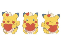 Rule 34 | :3, apron, black eyes, closed eyes, closed mouth, commentary, gen 1 pokemon, heart, highres, holding, holding heart, nakikot t, nintendo, no humans, pikachu, pikachu (assorted chocolates 2024), pokemon, pokemon (creature), pokemon focus, simple background, smile, symbol-only commentary, tongue, tongue out, waist apron, white background