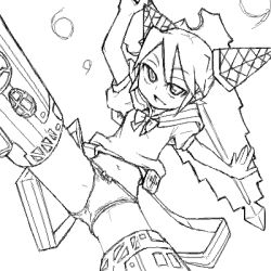 1girl aliasing bow bow_panties brave_fencer_musashiden female_focus lineart lowres mirabo monochrome musashiden_ii nanasyu oekaki panties simple_background solo spread_legs strike_witches underwear white_background world_witches_series