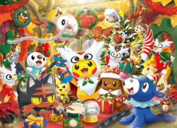 christmas christmas_ornaments christmas_tree creatures_(company) dedenne delibird drifloon espurr furret game_freak gen_1_pokemon gen_2_pokemon gen_4_pokemon gen_6_pokemon gen_7_pokemon gift hoothoot litten lucario meowth nintendo nutcracker official_art pichu pikachu pokemon pokemon_(creature) popplio rowlet snorlax snover star_(symbol) starter_pokemon_trio