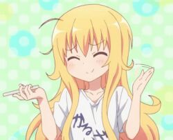 Rule 34 | 1girl, animated, animated gif, anime screenshot, blonde hair, closed eyes, gabriel dropout, gabriel tenma white, long hair, lowres, open mouth, solo, talking