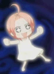 +_+ 00s 1girl ahoge animated animated_gif anime_screenshot dancing dress female_focus forehead happy high_ponytail kuzuryuu_momoko lowres paffendorf ponytail short_dress short_hair solo sumomomo_momomo