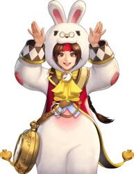 Rule 34 | 1girl, braid, brown eyes, brown hair, costume, female focus, hairband, long hair, rabbit, rabbit hole (cosplay), smile, smiley face, the king of fighters, thick thighs, thighs, wide hips, wonderland, yuri sakazaki