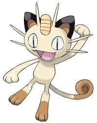 Rule 34 | arm up, coin, fangs, full body, gen 1 pokemon, gold, highres, koban (gold), meowth, nintendo, no humans, official art, open mouth, pokemon, pokemon (creature), pokemon focus, pokemon frlg, slit pupils, smile, solo, sugimori ken, third-party source, transparent background, whiskers