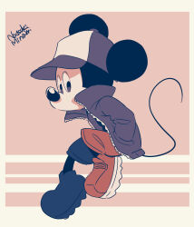 Rule 34 | 1boy, alternate costume, animal ears, artist name, disney, hat, highres, looking at viewer, male focus, mickey mouse, mickey mouse &amp; friends, mouse boy, mouse ears, mouse tail, natsuki nori, shirt, short hair, signature, solo, tail