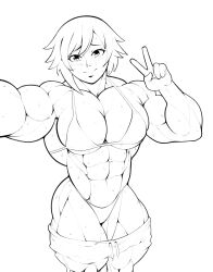 1girl abs breasts large_breasts looking_at_viewer muscular muscular_female reikosuji smile