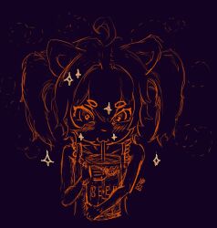 Rule 34 | akane iwawwa, animal ears, beer can, can, drink can, drinking, lineart, non-web source, original, pig ears, pig girl, sparkle, twintails, virtual youtuber