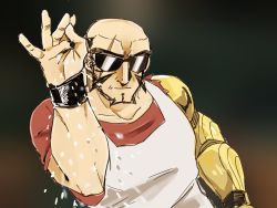 1boy cowboy_bebop jet_black male_focus meme salt salt_bae_(meme) sunglasses tagme