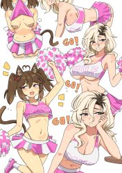 2girls cheerleader highres multiple_girls pasties peps_art skirt smile tagme